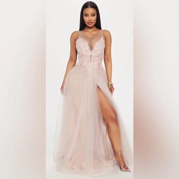 slim fit dress slacks Fashion Nova Women's Blue Lace Long Sleeve Maxi Mermaid Dress Size S